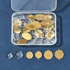 DIY ovaler Cabochon-Anschluss und Anhänger-Sets aus 304 Edelstahl&nbsp;DIY-FS0008-31