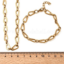 Set di gioielli con collana e bracciale a catena a goccia in acciaio inossidabile 304&nbsp;SJEW-L199-18G