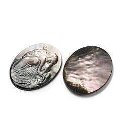 Natürliche schwarze Lippenmuschel geschnitzte Cabochons&nbsp;SHEL-G024-02A