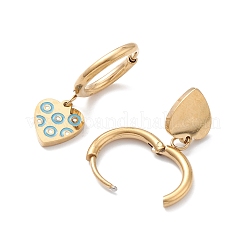 3 par de aretes colgantes de argolla con corazón esmaltado de 3 estilos&nbsp;EJEW-B020-11G