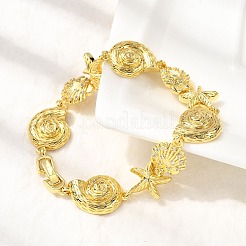 Летние пляжные браслеты-цепочки с микропаве из латуни&nbsp;BJEW-C118-02A-G