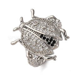 Anelli polsino aperto regolabile in ottone micro pavé di zirconi cubici per donna&nbsp;RJEW-A072-01B-P