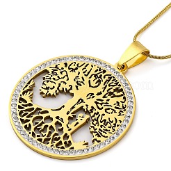 Collares colgantes de árbol de la vida hueco de acero inoxidable 201&nbsp;NJEW-S007-15G