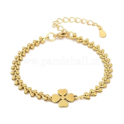 Браслеты из нержавеющей стали 304 с клеверными звеньями&nbsp;LS-BJEW-V003-01G