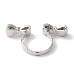 Открытые манжеты из латуни с бантом и микро-паве с прозрачным цирконием для женщин&nbsp;RJEW-C098-15P