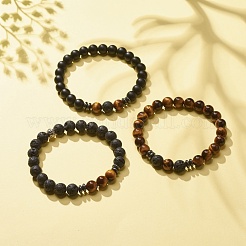 3pcs 3 bracelets extensibles de pierres précieuses mélangées naturelles et synthétiques de style&nbsp;BJEW-JB08188