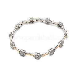 Браслеты-цепочки с цветочным узором из латуни с микропаве из прозрачных кубических цирконий для женщин&nbsp;BJEW-B145-03