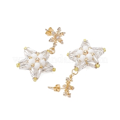 Boucles d'oreilles à tige en forme d'étoile en verre&nbsp;EJEW-MZ00256-03
