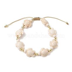 Verstellbare Armbänder aus geflochtenen Perlen aus synthetischem Türkis und nichtmagnetischem Hämatit&nbsp;BJEW-JB13731-01