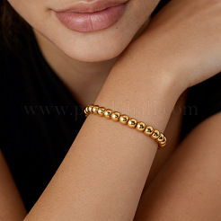 Braccialetti elasticizzati da donna con perline rotonde in acciaio inossidabile 304 da 5 mm&nbsp;SY4959-3