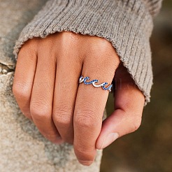 Кольца для пальцев из стерлингового серебра с микропаве из кубических цирконий в форме волны&nbsp;FS-WGA19D0-04