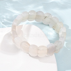 Braccialetti elastici unisex con perline di agata grigia naturale&nbsp;G-K303-01J