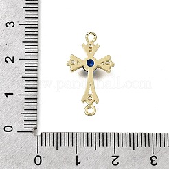 Dijes conectores de latón pavé de circonita cúbica azul de religión&nbsp;KK-G602-07G-08