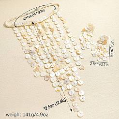 Sets aus mehrlagigen Muschel-Scheibenhalsketten und Ohrsteckern für Damen&nbsp;WG912B9-03