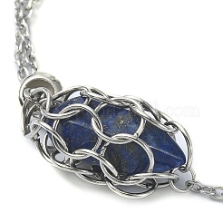 Braccialetti con cursore a maglie bullet in lapislazzuli naturali&nbsp;BJEW-JB09901-03
