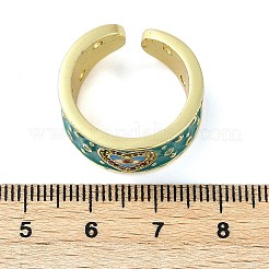 Manschettenringe aus Messing mit Mikropavé und Zirkonia-Emaille für Damen&nbsp;RJEW-L113-019G-01