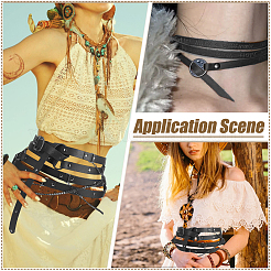2 ceinture vintage en similicuir à 2 styles avec chaîne gourmette en alliage et pompon&nbsp;AJEW-HY0003-02A