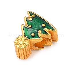 Cuentas europeas de latón esmaltado para Navidad&nbsp;LS-KK-F922-03B-G