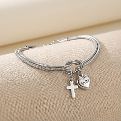 Braccialetti a doppio strato con catena a serpente in acciaio inossidabile 304 per la festa della mamma&nbsp;WG6C8B3-02