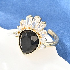Bagues en laiton et obsidienne naturelle&nbsp;GG-CBACC2B-07G-09