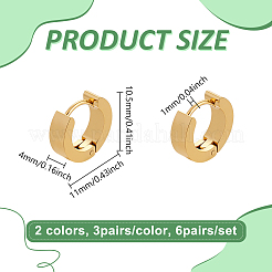 6 пара сережек-колец Huggie Hoop из нержавеющей стали 304 двух цветов&nbsp;EJEW-GO0001-07