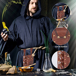 Riñonera medieval rectangular de piel sintética con 2 botella de poción de vidrio.&nbsp;AJEW-WH0752-297B