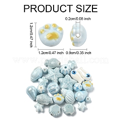 24 шт. 12 стиля синих цветовых мотивов фарфоровые бусины ручной работы&nbsp;PORC-YW0001-40
