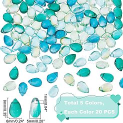100 pièces 5 couleurs breloques en verre transparent&nbsp;GGLA-GA0001-04
