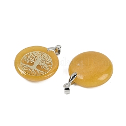 Плоские круглые подвески из смешанных драгоценных камней из натуральных и синтетических камней&nbsp;G-Q188-01P