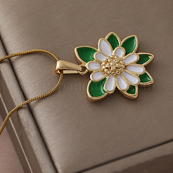 Женские кулоны с подвесками в виде белого цветка и зеленого листа из нержавеющей стали 304&nbsp;MJ2711