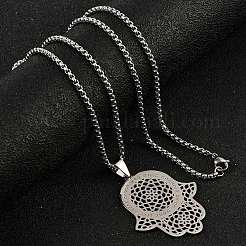 201 полое ожерелье из нержавеющей стали с религиозным мотивом в виде хамсы&nbsp;LS-NJEW-M086-01P