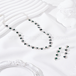 Conjuntos de collares y pendientes de botón con rhinestone de aleación&nbsp;SJEW-LP0001-47C