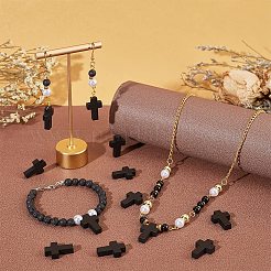 Kit de fabrication de collier pendentif croix à faire soi-même&nbsp;WOOD-NB0002-08