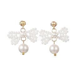 Boucles d'oreilles pendantes en perles de verre et perles de nacre&nbsp;EJEW-MZ00766-02