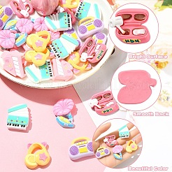 30 шт. 6 стиля непрозрачных кабошонов из смолы с музыкальной тематикой&nbsp;CRES-YW0002-48