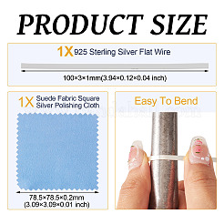 1 Stück 925 Sterling Silber Flachdraht&nbsp;STER-TA0001-13
