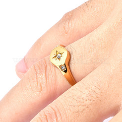 Плоские круглые кольца с узором в виде звезд из нержавеющей стали 304 с микропаве прозрачных кубических цирконий&nbsp;FS-WG7CEF6-01