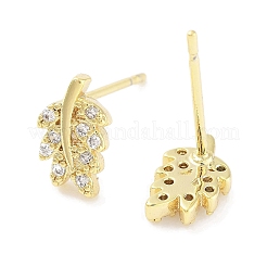Женские серьги-гвоздики из латуни с микропаве и прозрачным кубическим цирконием&nbsp;EJEW-S217-D03