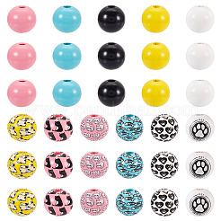 160шт окрашенные европейские бусины из натурального дерева&nbsp;WOOD-TA0002-60