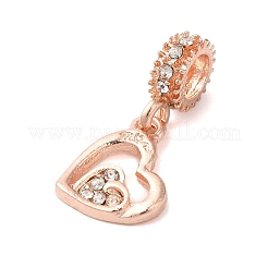 Charms pendenti europei in strass di cristallo in lega di placcatura a cremagliera&nbsp;PALLOY-S189-37RG