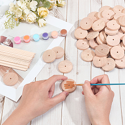 Набор из 100 колеса и 50 палочек из необработанного дерева схима&nbsp;DIY-OC0014-38A