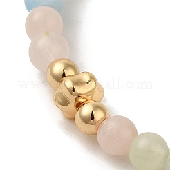 Браслеты круглые из натурального морганита диаметром 4 мм.&nbsp;BJEW-P318-03G-06