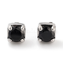 Orecchini a bottone quadrati in acciaio chirurgico 316 con pavé di zirconi cubici neri per donna e uomo&nbsp;EJEW-Z050-19AS
