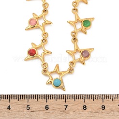 Богемные ожерелья из нержавеющей стали 304 и окрашенной цветной синтетической бирюзы для женщин&nbsp;NJEW-M100-02G-03