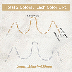 2 шт. 2-цветные сплавные витые цепочки для носа&nbsp;PURS-CY0001-01