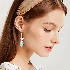 40 шт. подвески в виде морской звезды из ракушек каури двух цветов и окрашенной синтетической бирюзы&nbsp;PALLOY-SC0004-40