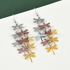 Серьги-подвески в виде стрекоз из нержавеющей стали 430&nbsp;EJEW-A137-04P-03