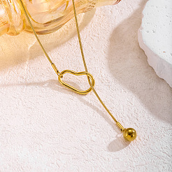 Collane a lariat da donna con ciondolo a sfera tonda in acciaio inossidabile 304&nbsp;WGD4E8A-01