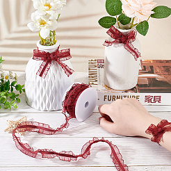 Чинлон с эластичной плиссированной кружевной отделкой&nbsp;OCOR-WH0060-44A