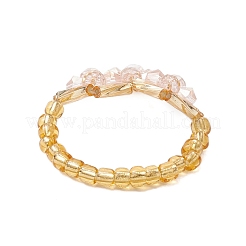Anelli elastici con perline di vetro a forma di cuore per le donne&nbsp;RJEW-MZ00028-05